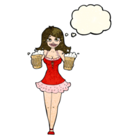 cartoon beer festival girl with thought bubble png