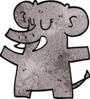 elefante in piedi di doodle del fumetto png