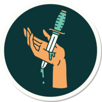 sticker of tattoo in traditional style of a dagger in the hand png