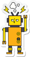 sticker of a cute cartoon malfunctioning robot png