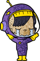 cartoon crying astronaut girl png