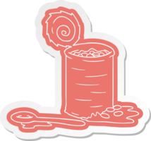 cartoon sticker of an opened can of beans png