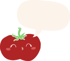 cartoon tomato with speech bubble in retro style png