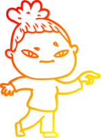 warm gradient line drawing of a cartoon woman png