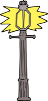 hand- getrokken tekening stijl tekenfilm lamp post png