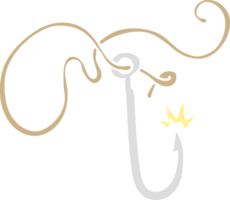 main tiré dessin animé griffonnage de une tranchant pêche crochet png