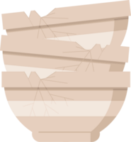 stack of cracked old bowls graphic   illustration icon png