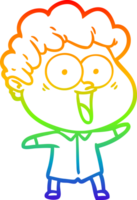 rainbow gradient line drawing of a cartoon happy man png