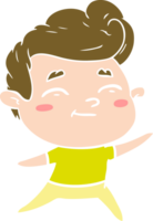 happy flat color style cartoon man png