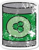 hand drawn distressed sticker cartoon doodle of a can of peaches png