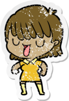 distressed sticker of a cartoon woman png