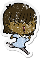 distressed sticker of a cartoon woman png