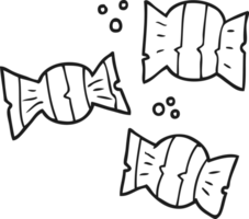 hand drawn black and white cartoon halloween candy png