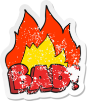 retro distressed sticker of a cartoon Bad symbol png