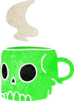 hand drawn retro cartoon doodle of a skull mug png