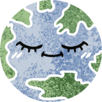 retro illustration style cartoon of a planet earth png