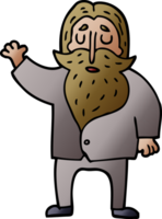 cartoon doodle old man waving png