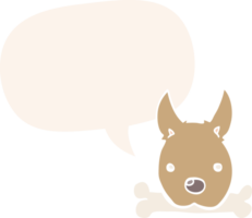 cartoon dog with bone with speech bubble in retro style png