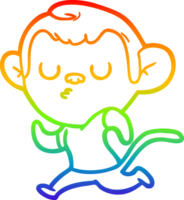 rainbow gradient line drawing of a cartoon monkey png