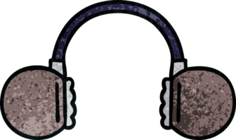 rétro grunge texture dessin animé de une rétro casque de musique png