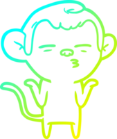 cold gradient line drawing of a cartoon suspicious monkey png
