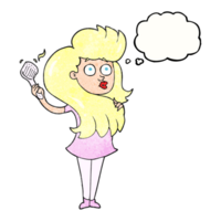 hand drawn thought bubble textured cartoon woman brushing hair png