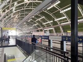 LRT Jakarta train station interior view. Indonesia public transportation. Bekasi, Indonesia, May 1, 2024 photo