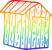 rainbow gradient line drawing of a cartoon wood shed png