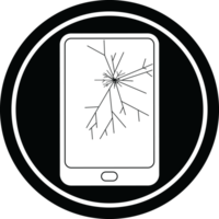 gebrochenes elektronisches Tablett-Kreissymbol png