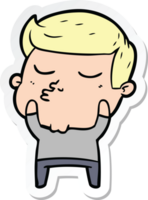 sticker of a cartoon model guy pouting png