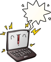 cartoon laptop computer with speech bubble in smooth gradient style png