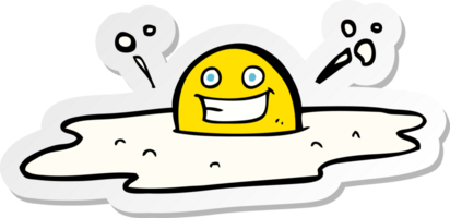 sticker of a happy cartoon fried egg png