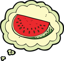 cartoon watermelon slice with thought bubble png