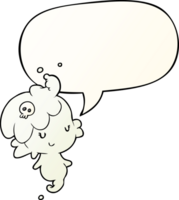 cute cartoon ghost girl with speech bubble in smooth gradient style png