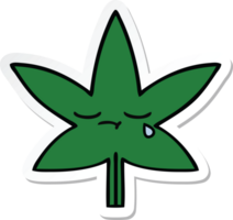 klistermärke av ett sött tecknat marijuanablad png