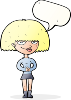 cartoon sly woman with speech bubble png