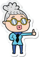 adesivo de uma mulher de desenho animado usando óculos png
