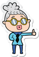 sticker of a cartoon woman wearing spectacles png