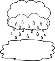 Hand gezeichnet schwarz und Weiß Karikatur Regen Wolke png