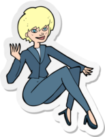 sticker of a cartoon businesswoman sitting png