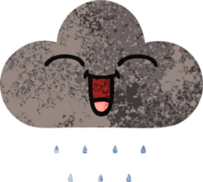 retro illustration style cartoon of a storm rain cloud png