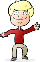 cartoon happy man waving png