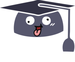 flat color retro cartoon of a graduation hat png