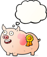 hand drawn thought bubble cartoon prize winning pig png