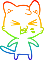 arco iris degradado línea dibujo de un dibujos animados gato silbido png