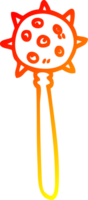 warm gradient line drawing of a cartoon medieval mace png