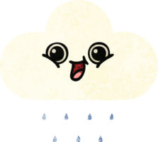 retro illustration stil tecknad serie av en regn moln png