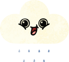 retro Illustration Stil Karikatur von ein Regen Wolke png