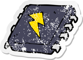 retro distressed sticker of a cartoon computer chip png