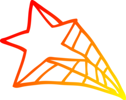 warm gradient line drawing of a cartoon shooting star png